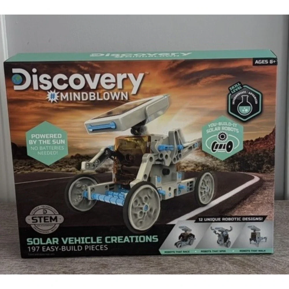 NEW Discovery Kids Mindblown STEM 12-in-1 Solar Vehicle Creation 197 Piece Kit